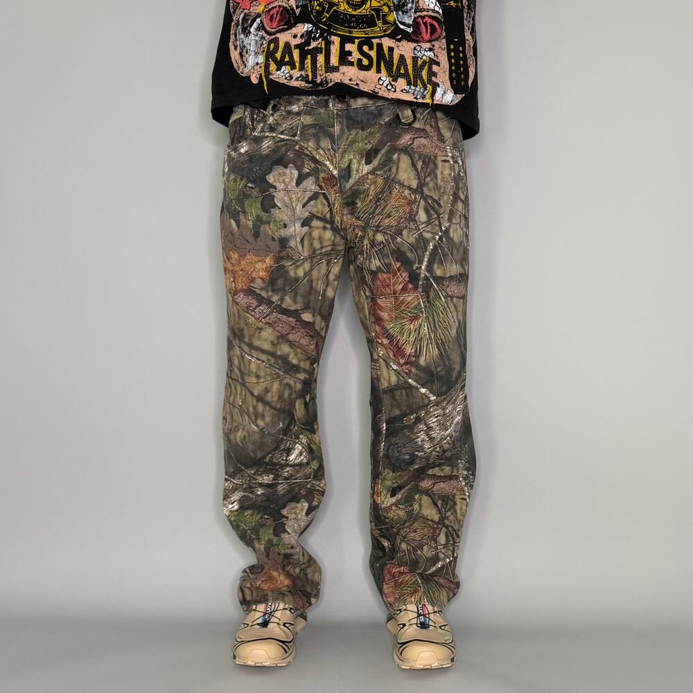Vintage 90s Mossy Oak Jeans Hunting Camo 38x32 Baggy Wide Leg Woodland - Picture 2 of 5